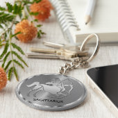 Silver Sagittarius ♐ de Archer - Zodiac Sign Sleutelhanger (Zijkant)