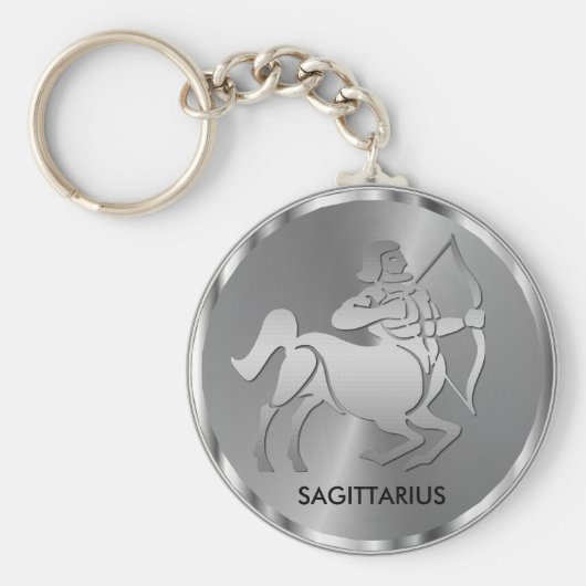 Silver Sagittarius ♐ de Archer - Zodiac Sign Sleutelhanger (Voorkant)