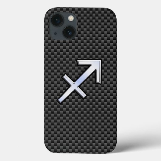 Silver Sagittarius Zodiac Sign Carbon Print Case-Mate iPhone Case (Achterkant)
