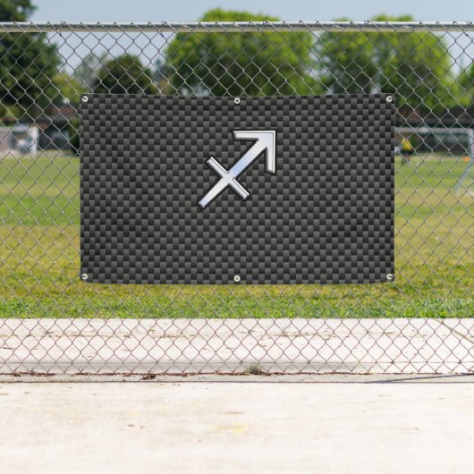 Silver Sagittarius Zodiac Sign Carbon Print Spandoek (Insitu)