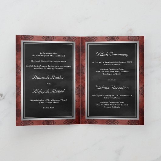 Silver Salmon Oranje Black Damask Muslim Weduwen (Binnen)