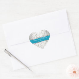 Silver Save the Date Hawaiian Blue Wedding Seal Hart Sticker