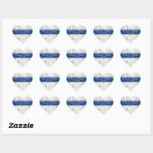 Silver Save the Date Lapis Blue Wedding Seal Hart Sticker (Vel)