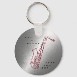 Silver Saxophone Illustratie Moderne saxofonist Sleutelhanger