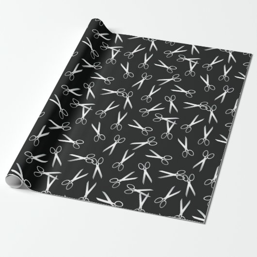 Silver Scissors Patroon Cadeaupapier (Uitgerold)