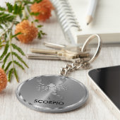 Silver Scorpio ♏ de Scorpion - Zodiac Sign Sleutelhanger (Zijkant)