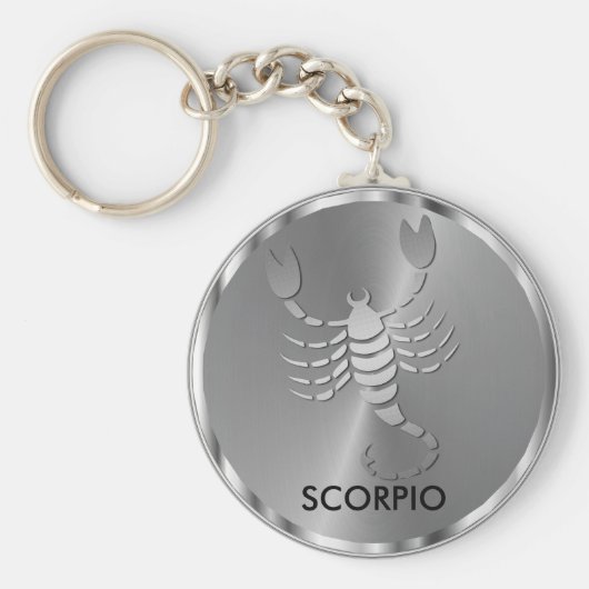 Silver Scorpio ♏ de Scorpion - Zodiac Sign Sleutelhanger (Voorkant)