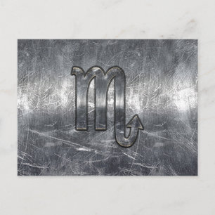 Silver Scorpio Zodiac Sign Distress Metal Style Briefkaart
