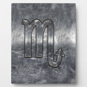 Silver Scorpio Zodiac Sign Distress Metal Style Fotoplaat