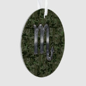 Silver Scorpio Zodiac Sign Woodland Digital Camo (devant)