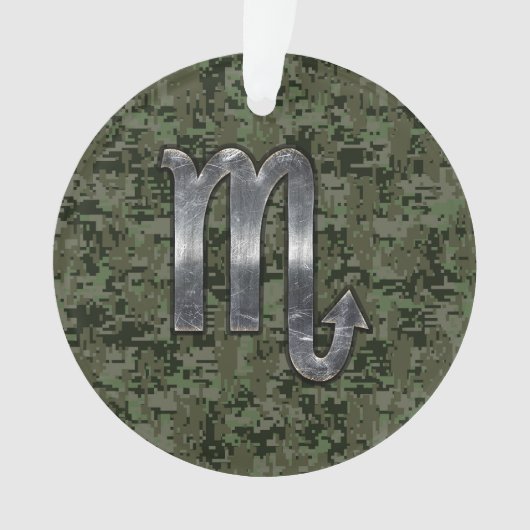 Silver Scorpio Zodiac Sign Woodland Digital Camo (devant)
