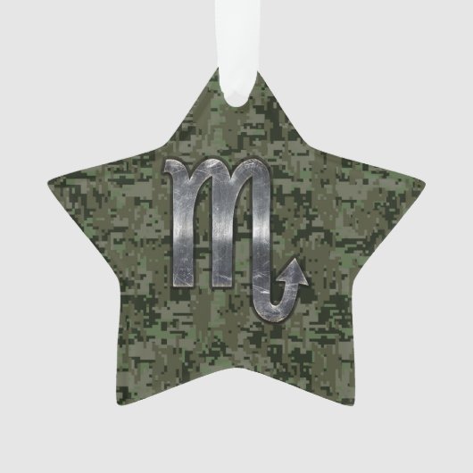 Silver Scorpio Zodiac Sign Woodland Digital Camo (devant)