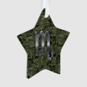 Silver Scorpio Zodiac Sign Woodland Digital Camo (devant)