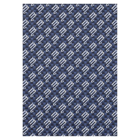 Silver Scorpio Zodiac Symbol Navy Carbon Fiber Tafelkleed (Voorkant)