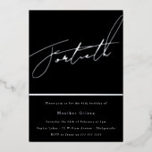 Silver Script 40th Birthday Party Silver Folie Uitnodiging (Voorkant)