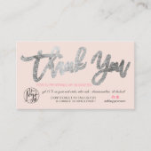 Silver script foto logo roze orde dank u visitekaartje (Voorkant)