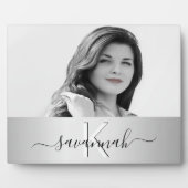 Silver script monogram foto fotoplaat (Voorkant)