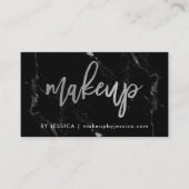 Silver Script op zwarte marmer | Makeup Visitekaartje (Voorkant)