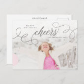 Silver Script Prettige feestdagen Persoonlijke fot Briefkaart (Voorkant / Achterkant)