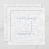 Silver Scroll Boy Christening Uitnodiging (Voorkant / Achterkant)