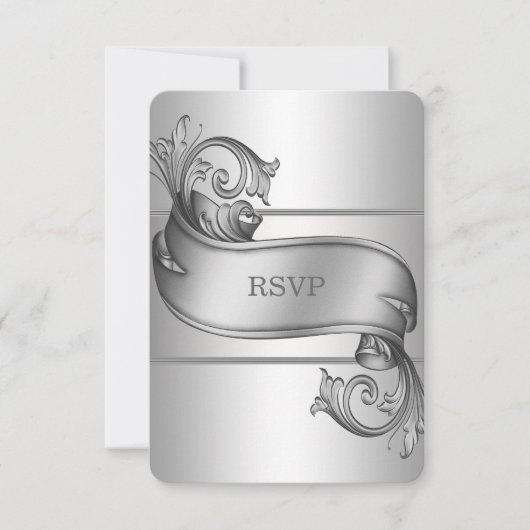 Silver Scroll RSVP-kaarten RSVP Kaartje (Voorkant)