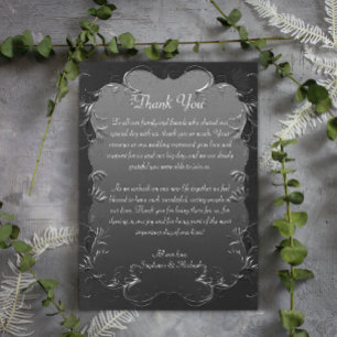 Silver Scrolls Grey Wedding Dank u Bedankkaart