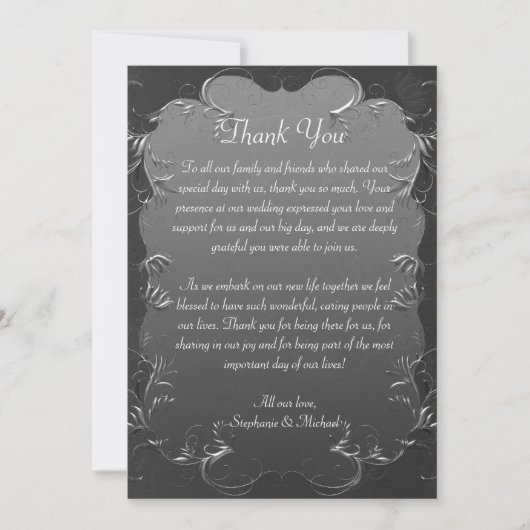 Silver Scrolls Vintage Grey Merci Mariage (Devant)