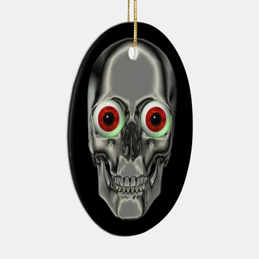Silver Scull Red Eyeball Fantasy Ornament (Rechts)