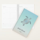 Silver Sea Turtle Coastal Ajouter Nom Et Année (Devant avec enveloppe)