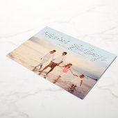 Silver Season's Greetings Fotokaart | Ice Blue Folie Feestdagenkaart (Gedraaid)