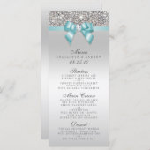 Silver Sequin Blauwgroen Bow Wedding Collectie Men Menu (Voorkant / Achterkant)