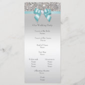 Silver Sequin Blauwgroen Bow Wedding Programma (Achterkant)