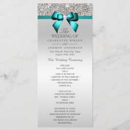 Silver Sequin Blauwgroen Diamond Bow Wedding Progr Programma