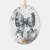 Silver Sequin Bow Glam Radiance Keramisch Ornament (Rechts)