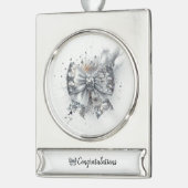 Silver Sequin Bow Radiant gefeliciteerd Verzilverd Banner Ornament (Links)
