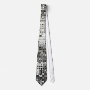 Silver Sequin Dazzle Glitz Glam Disco Mannen Strop Stropdas