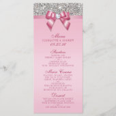 Silver Sequin Pink Bow Wedding Collectie Menu (Voorkant)