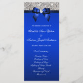Silver Sequin Royal Blue Bow Wedding Program Programma (Voorkant)
