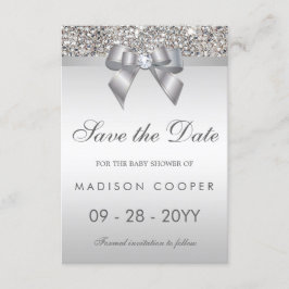 Silver Sequins Bling Bow sparen het Baby shower va Save The Date