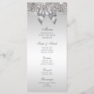 Silver Sequins Bow Baby shower Menu