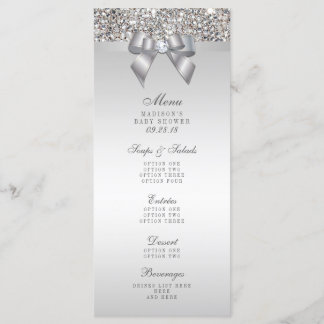 Silver Sequins Bow Baby shower Menu