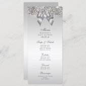 Silver Sequins Bow Baby shower Menu (Voorkant / Achterkant)