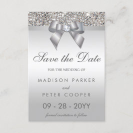 Silver Sequins Diamond Bow bespaart de datum van h Save The Date