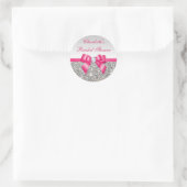 Silver Sequins Hot Pink Bow Diamond Vrijgezellenfe Ronde Sticker (Tas)