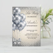 Silver Sequins Let's Birthday Party Invitation (Debout devant)