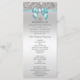Silver Sequins Licht Blauwgroen Bow Wedding Progra Programma