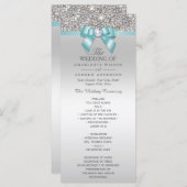 Silver Sequins Licht Blauwgroen Bow Wedding Progra Programma (Voorkant / Achterkant)