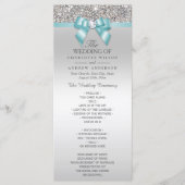 Silver Sequins Licht Blauwgroen Bow Wedding Progra Programma (Voorkant)