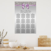 Silver Sequins Lila Bow Wedding Seding Chart Poster (Keuken)