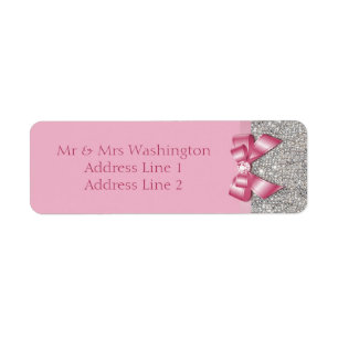 Silver Sequins Pink Bow en Diamond Etiket
